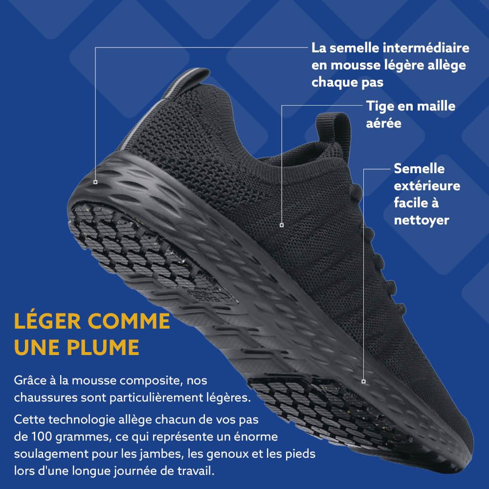 Shoes for Crews Baskets de Travail antidérapantes pour Hommes – Chaussures légères et imperméables, destinées à la Restauration, Cuisine, Bistro, au Secteur de la santé – Everlight ECO