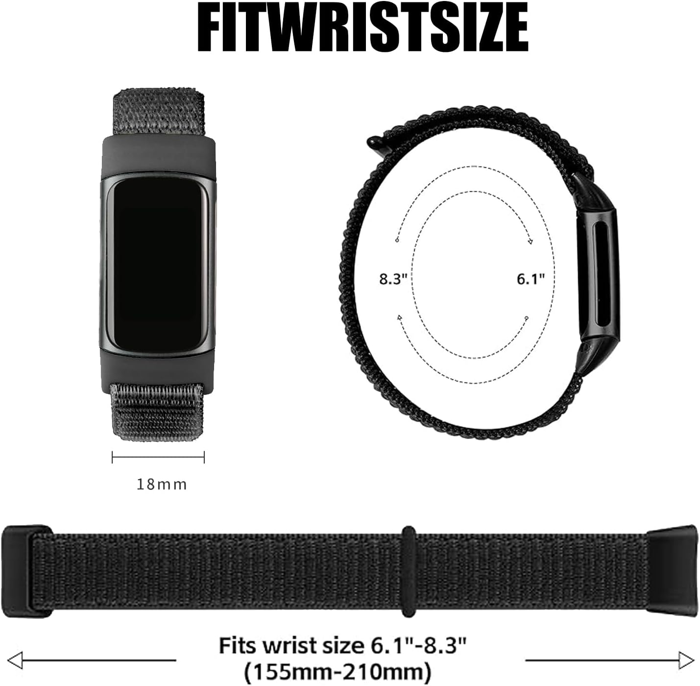 Sundara Sport Loop Nylon Watch Bands Compatible with Fitbit Charge 6/5, Adjustable Breathable Replacement Soft Nylon Loop Wristband for Women/Men. image 3
