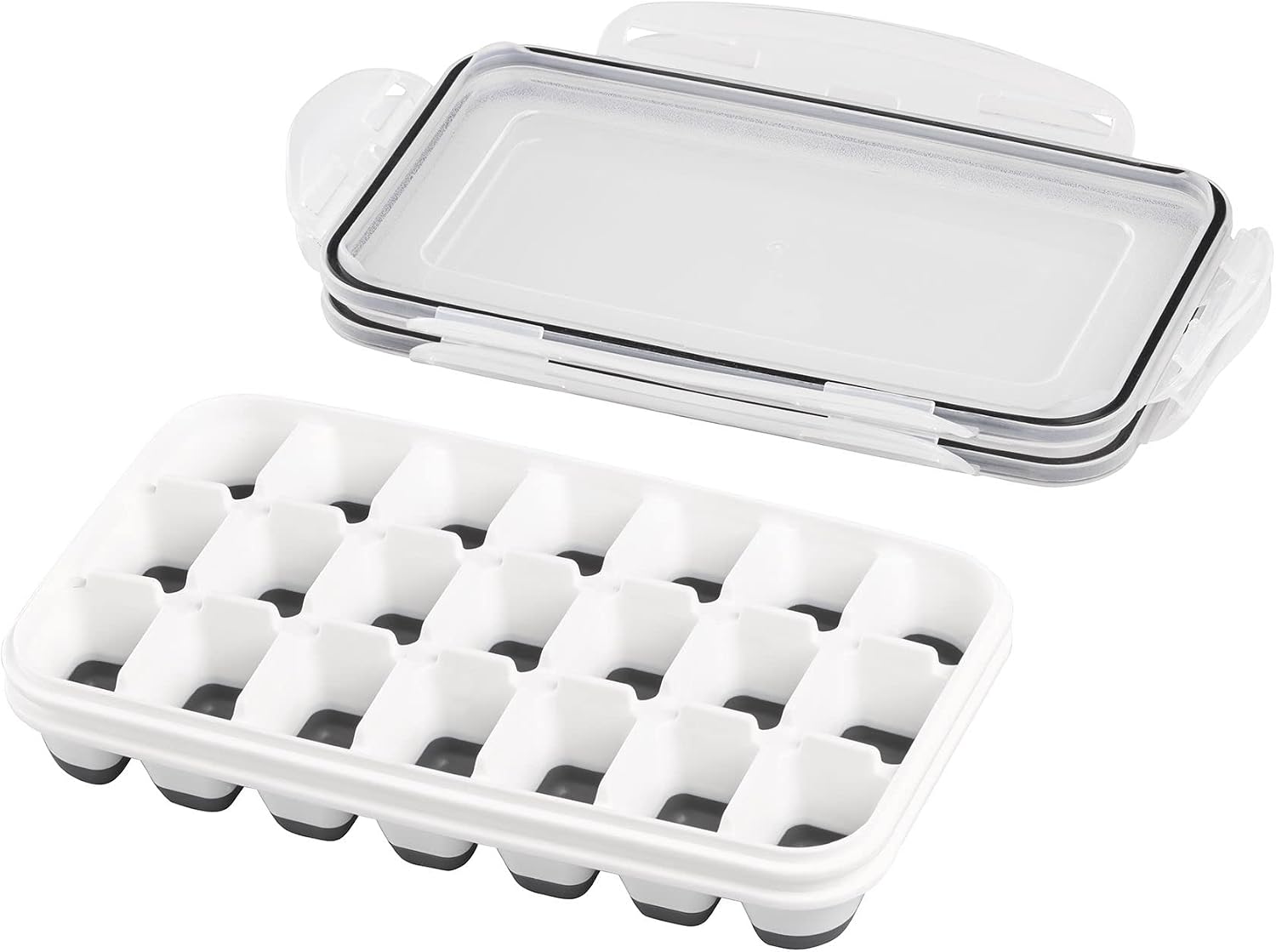 APS Set of 2 Ice Cube Trays with Transparent Lid for 21 Ice Cubes 4 x 2.5 x 3 cm image 3