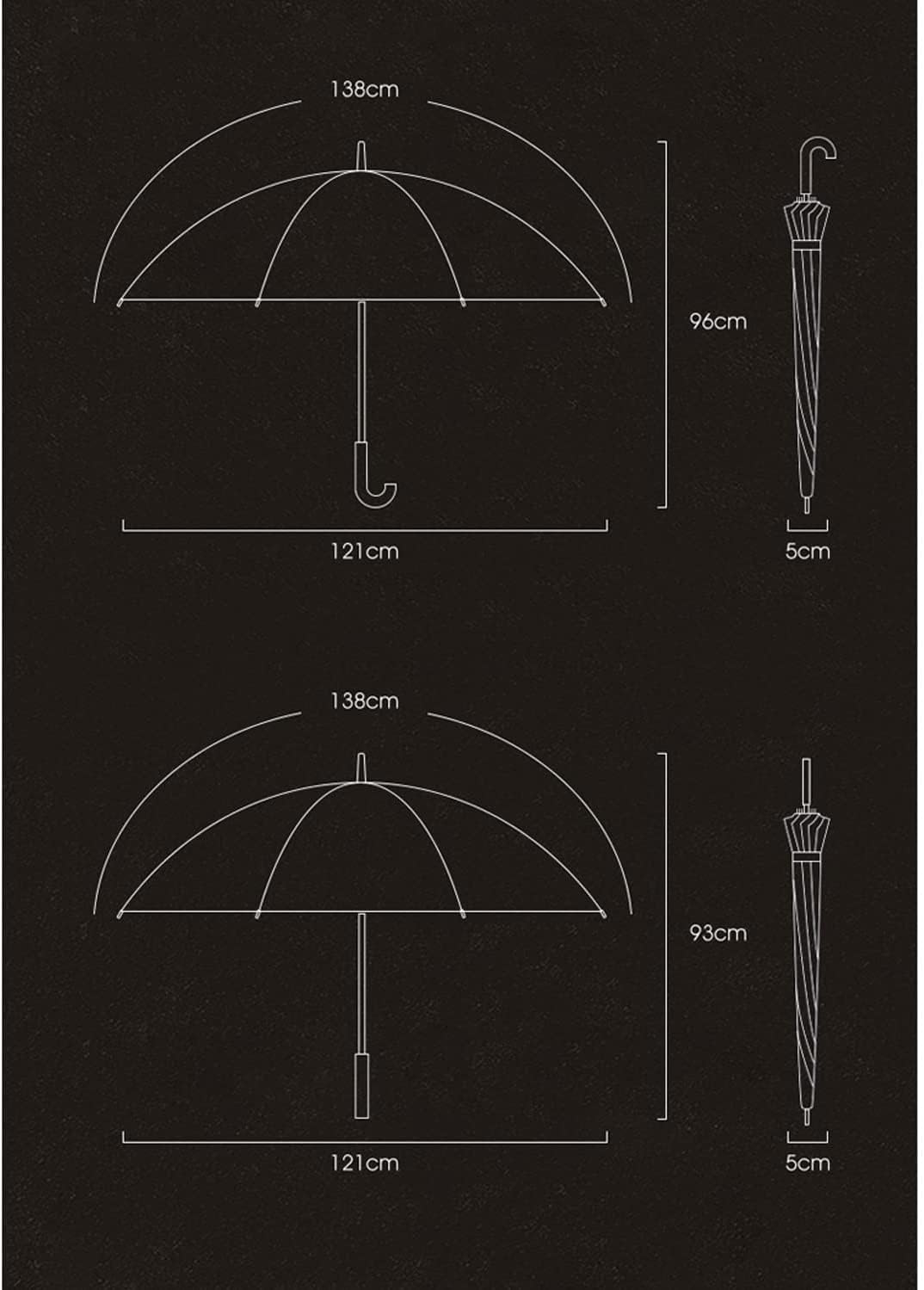 Classic Wood Handle Stick Umbrella, Auto Open, 138Cm/54In Reinforced Thickened Windproof Rain Umbrellas, Portable Waterproof Long Handle Umbrella for Outdoor (B，A