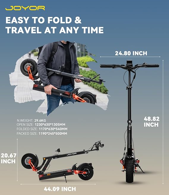 JOYOR T10 Electric Scooter for Adults,Up to 37 MPH,50-Mile Range