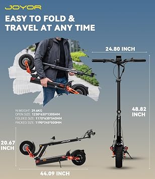 JOYOR T10 Electric Scooter for Adults,Up to 37 MPH,50-Mile Range