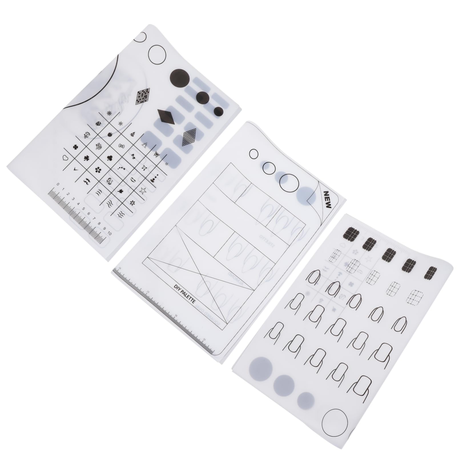 Tappetino per Nail Art 3 Pezzi Lavabile e Pieghevole Bianco in Silicone Griglie Organizzate per Ogni Dito per Esercitazione Nail Art e Stamping