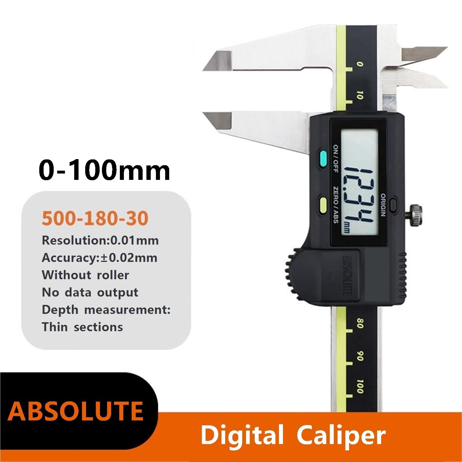 Calibre Pie de rey, precisión 0,01 mm, 500-181-30 500-182-30 500-180-30, 0-100 mm/0-150 mm/0-200 mm(500-180-30/0-100mm)