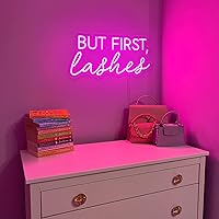 Vista 5 de Letrero luminoso de neón con texto en inglés «But First Lashes