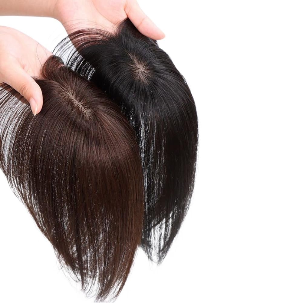Invisible Straight Topper Clip in Hairpiece Synthetic Hair Wiglet for Women Thin Hair (Brownish black,25cm)