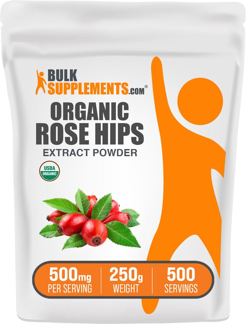 BulkSupplements.com Rosehip Extract Powder - Herbal Supplement for Antioxidants Support, Rose Hips Powder - Gluten Free - 500mg per Serving, 250 Servings (250 Grams - 8.8 oz) - 250 g (Pack of 1)