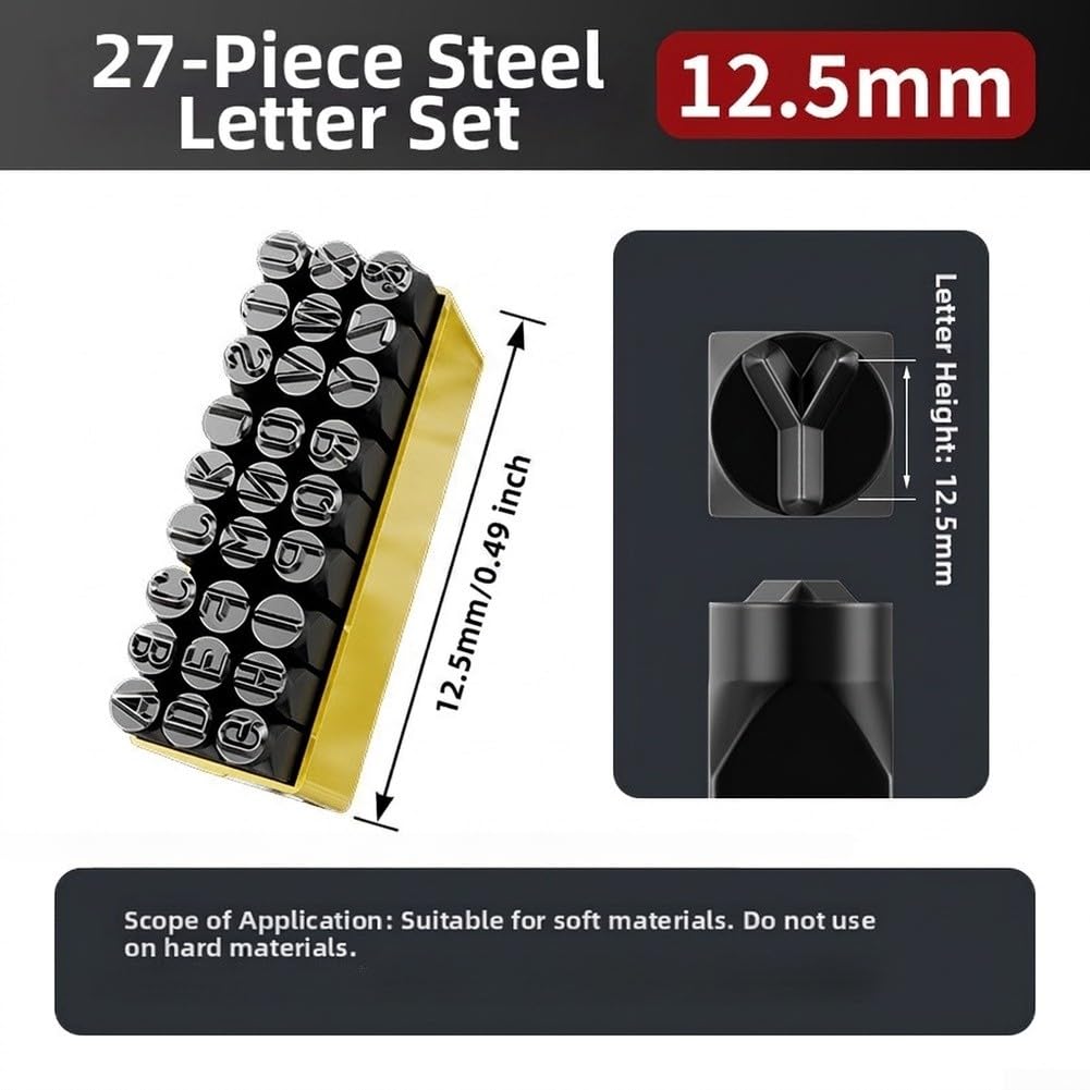 Set di timbri in acciaio al carbonio A-Z 3 mm (inglese 12,5 mm)