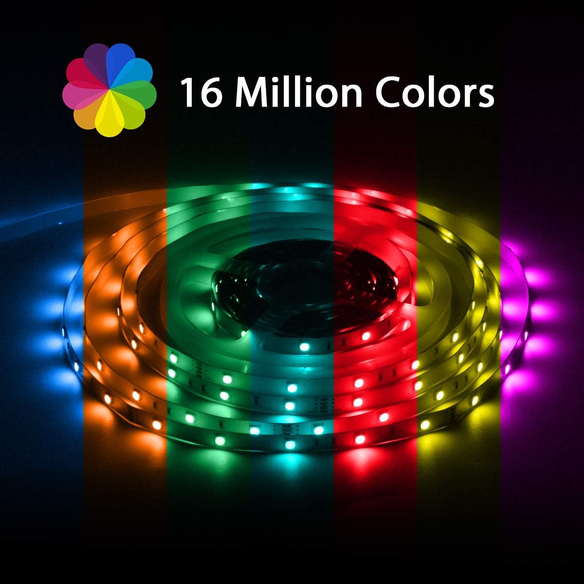 LED Strip Lights, Relohas 65.6ft RGB LED Light Strip Music Sync Bluetooth App Control, SMD 5050 Color Changing Light Strip with Remote for Home Bedroom Kitchen: Home & Kitchen