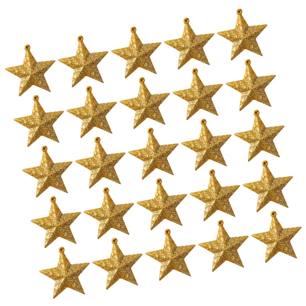 NUOBESTY 30pezzi Stella Glitterata d Oro Decorazione per Albero di Natale Ciondolo da Appendere Decorazione Forma di Stella per Albero di Natale