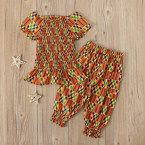 Toddler Baby Girls African Dashiki Tops Tee Bloomers Pants Bohemian Style Set Summer Two Piece Outfit Clothes3