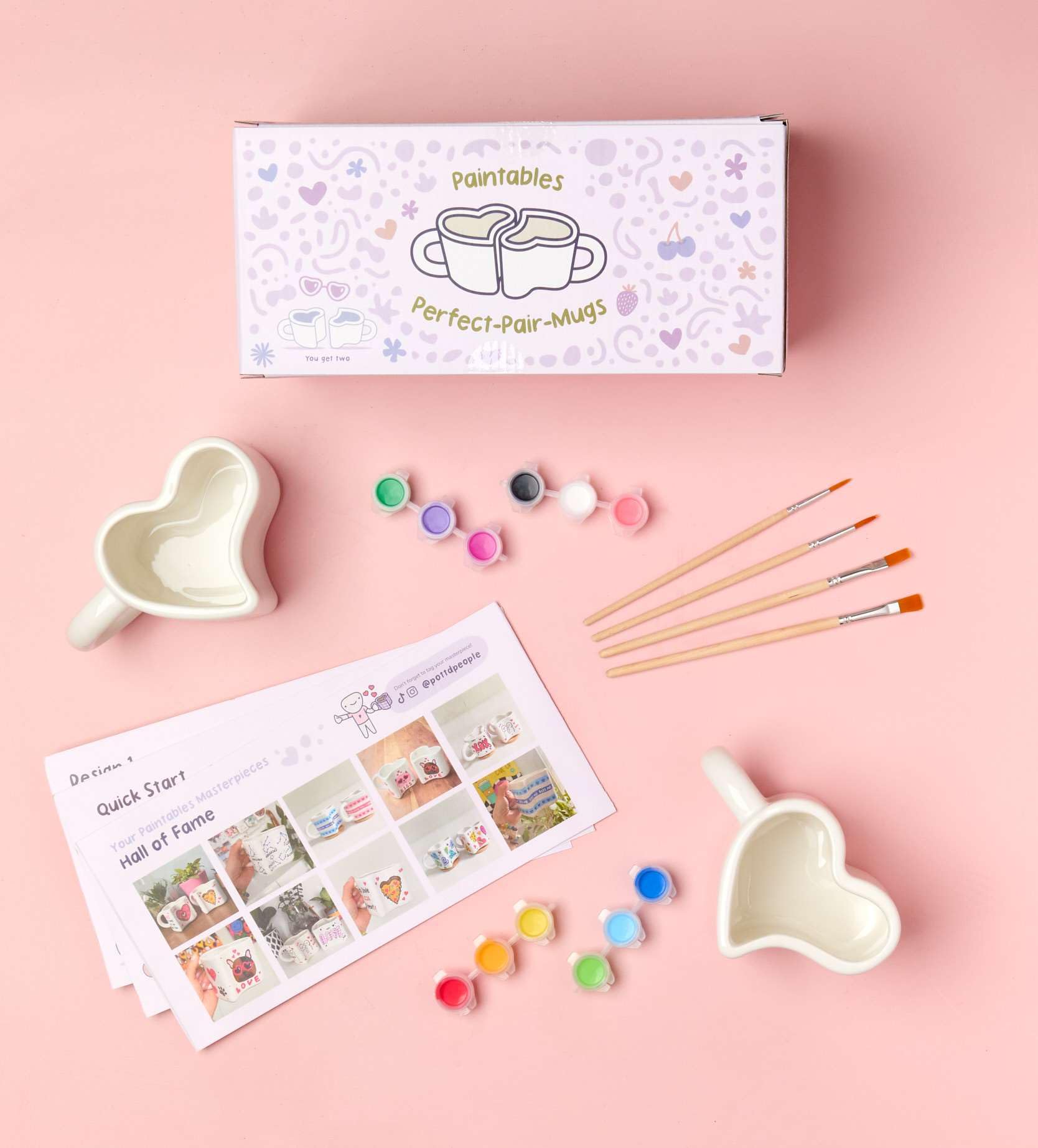 Pott’d Perfect-Pair-Mugs, Heart-Shaped Mug Painting Kit for Couples. Includes Ceramic Paints - Image 3