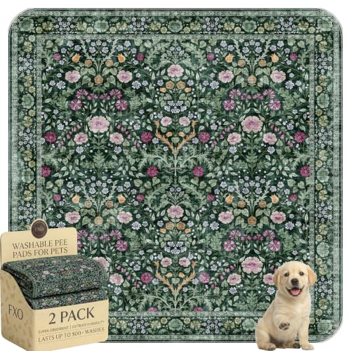 Image of Washable Pee Pads for Dogs,Great Urine Absorbent Reusable Puppy Training Pads,Waterproof,Leak-Proof & Non-Slip Potty Pads for Whelping,Crate,Playpen,Bed.(Midnight Garden Floral,48 inchx48 inch)