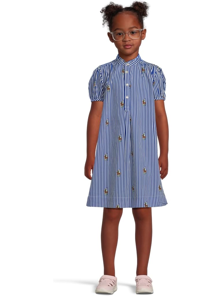 Blue Polo Ralph Lauren Polo Bear Striped Cotton Poplin Dress (toddler/Little Kid)