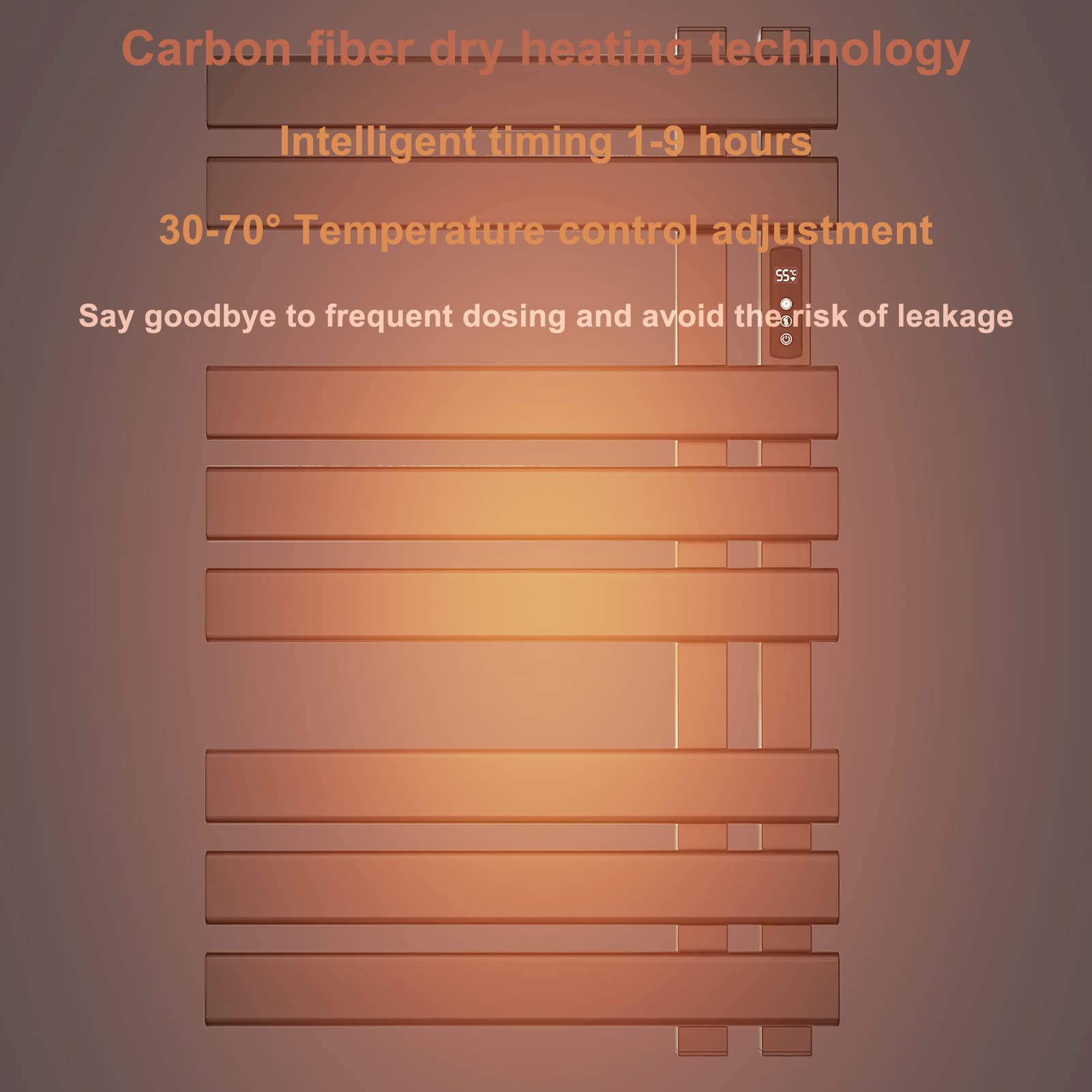 Grzejnik na ręczniki, 500 x 800 mm, elektryczny ogrzewacz do ręczników, grzejnik łazienkowy, energooszczędny, inteligentna stała temperatura, ogrzewanie ręczników, suszarka do ręczników, montaż na ścianie, czarny, Right