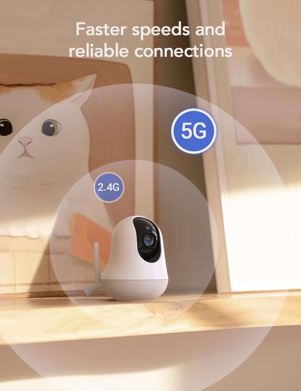 nooie 2K Baby Monitor Video e Audio, 5GHz Telecamera Bambini, Visione notturna, Audio Bidirezionale, Riconoscimento dei Pianti/Suoni e Temperatura, Tracciamento AI del Movimento, Funziona con Alexa