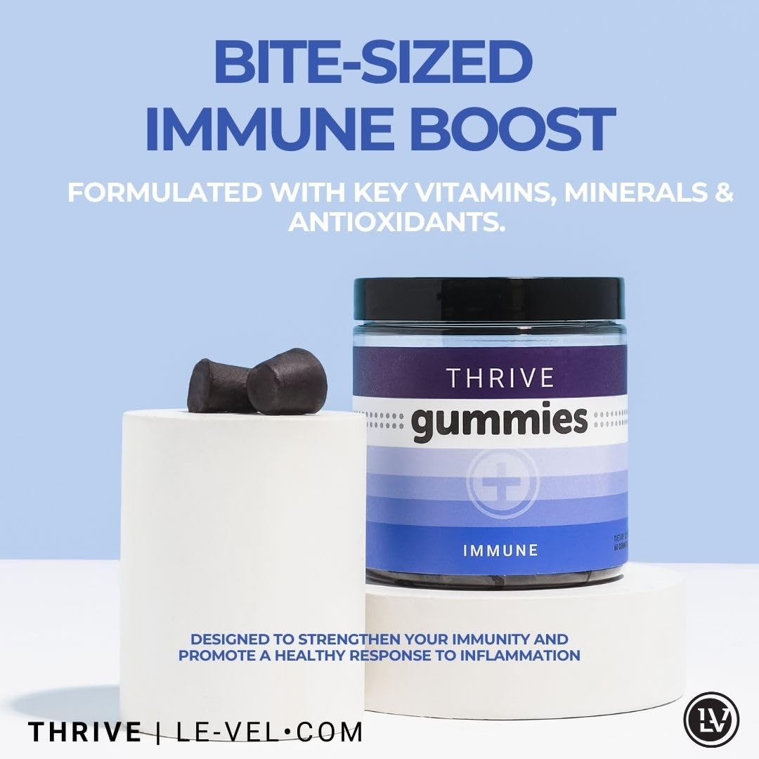 Le-Vel Thrive Immune Gummies (60 Count) - 30 Servings, Elderberry, Zinc, Vitamin A - Nutritional Supplement, Gummies - All Ages, Immune Support, Soft Texture, Easy to Chew