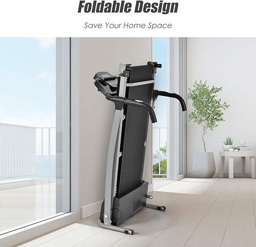 Miniatura 5 de Goplus Caminadora plegable máquina eléctrica con pantalla LED y soporte para teléfono celular caminadora compacta portátil Superfit para oficina en