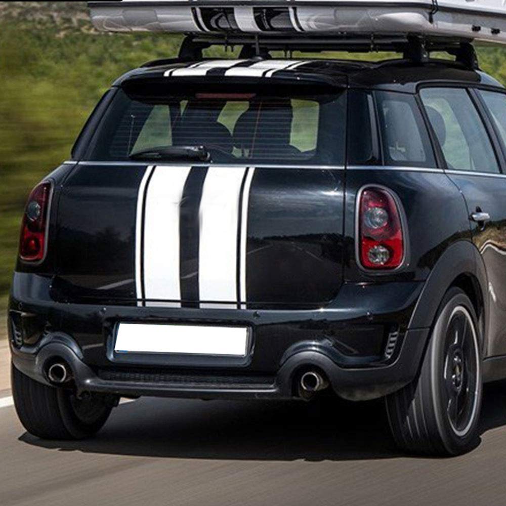 DSYCAR 1 Set Voiture Capot Rayures Tronc Capot Arrière Corps Kit Porte Latérale Rayure Jupe Autocollant pour Mini Countryman Accessoires (Blanc)