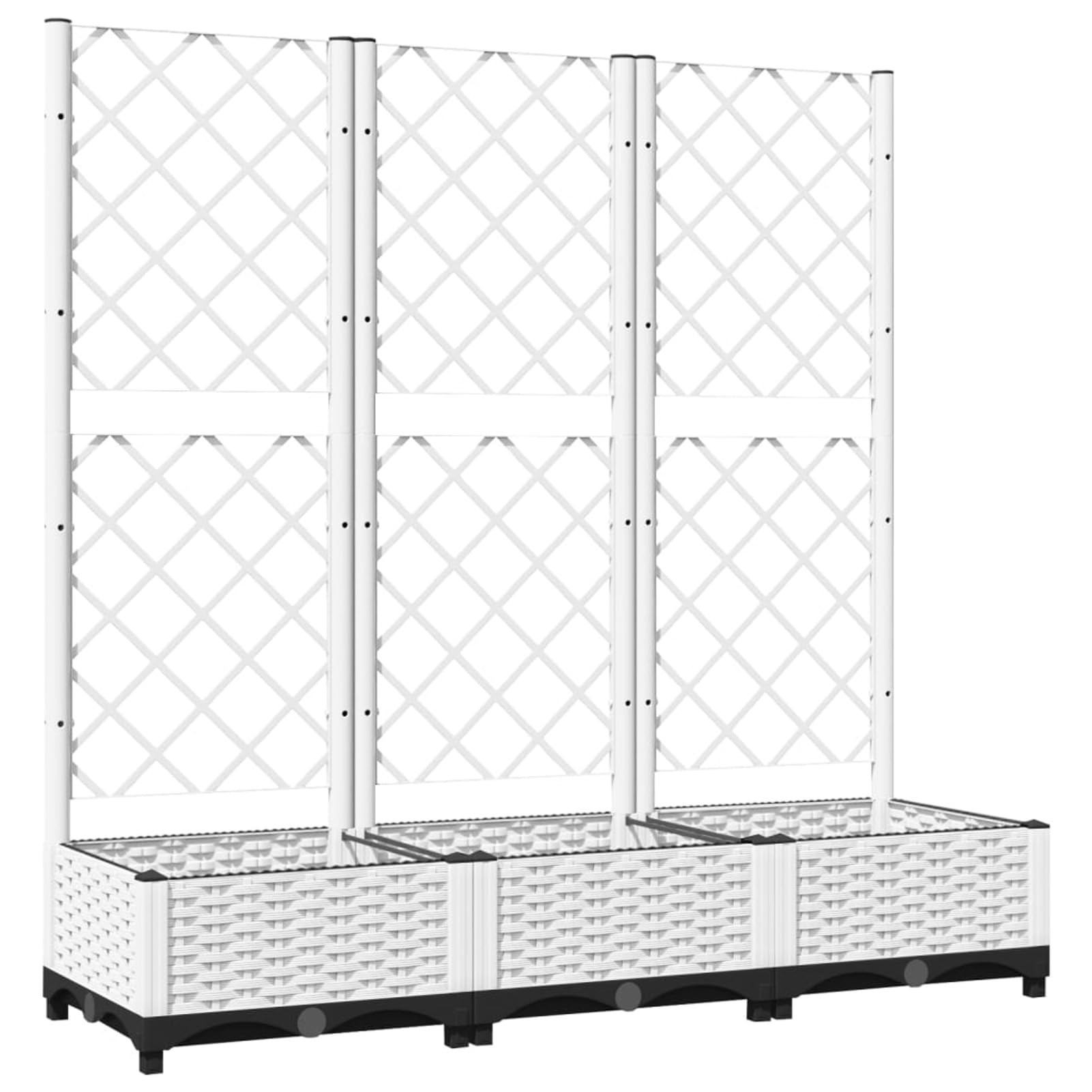 Jardinière avec Treillis Bac avec Treillis bac à Fleurs jardinière sur Pied Lit Surélevé Pot à Plantes Boîte à Fleurs Jardin PP -Blanc-120 x 40 x 121.5 cm