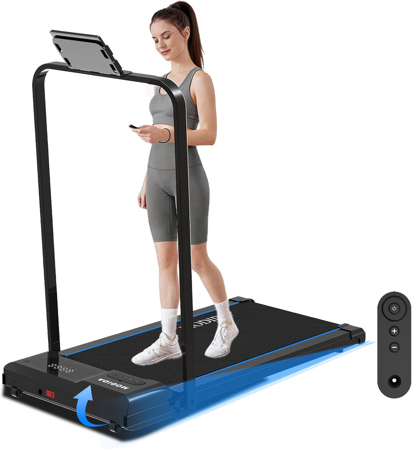 Caminadora Eléctrica Plegable con Inclinación y Manillar Azul