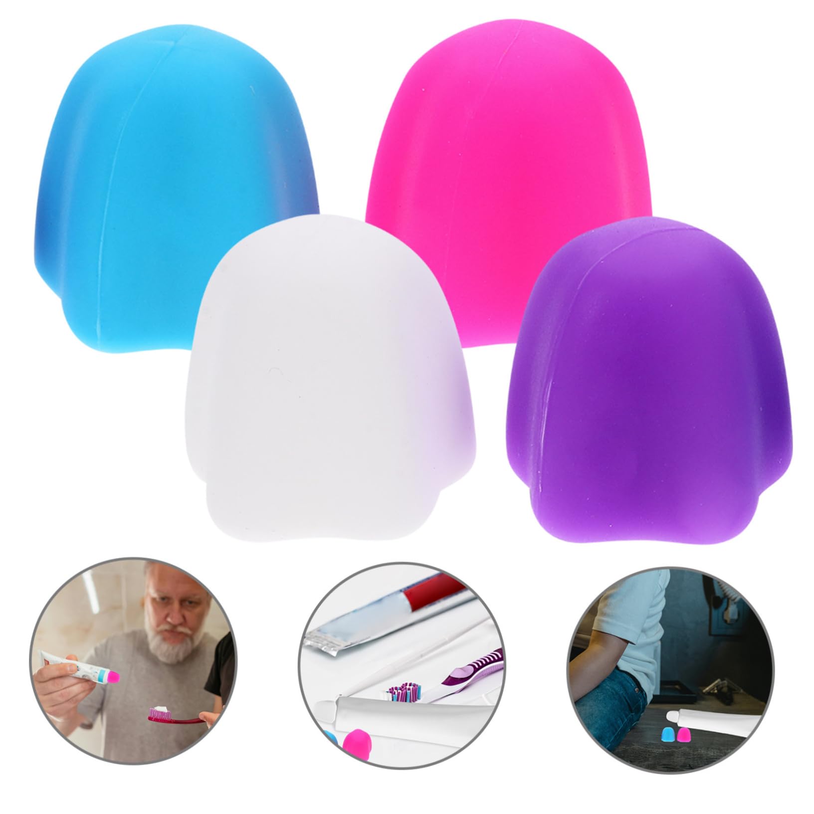 OATIPHO 2sets Toothpaste Self Closing Caps Self Sealing Cap for Toothpaste Chic Design Protective Portable Silicone Squeeze Tube Covers 4pcs*2