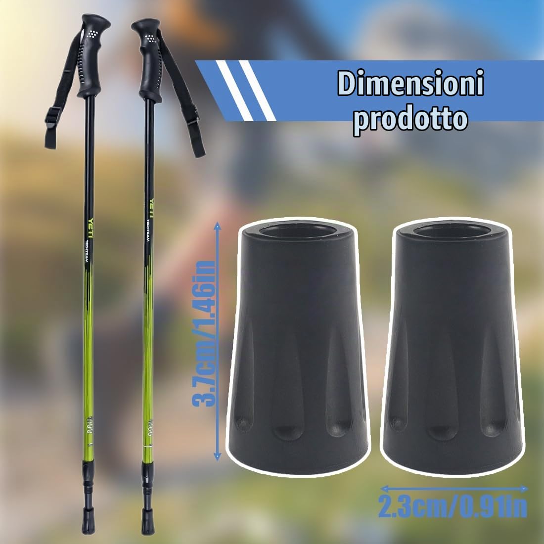 6PCS Gommini per Bastoncini Walking Universale, Bastoncini da Trekking, Bastoncini Nordic Walking Pads, Ricambi Bastoncini Trekking, per Tutti i Bastoncini da Trekking Comuni
