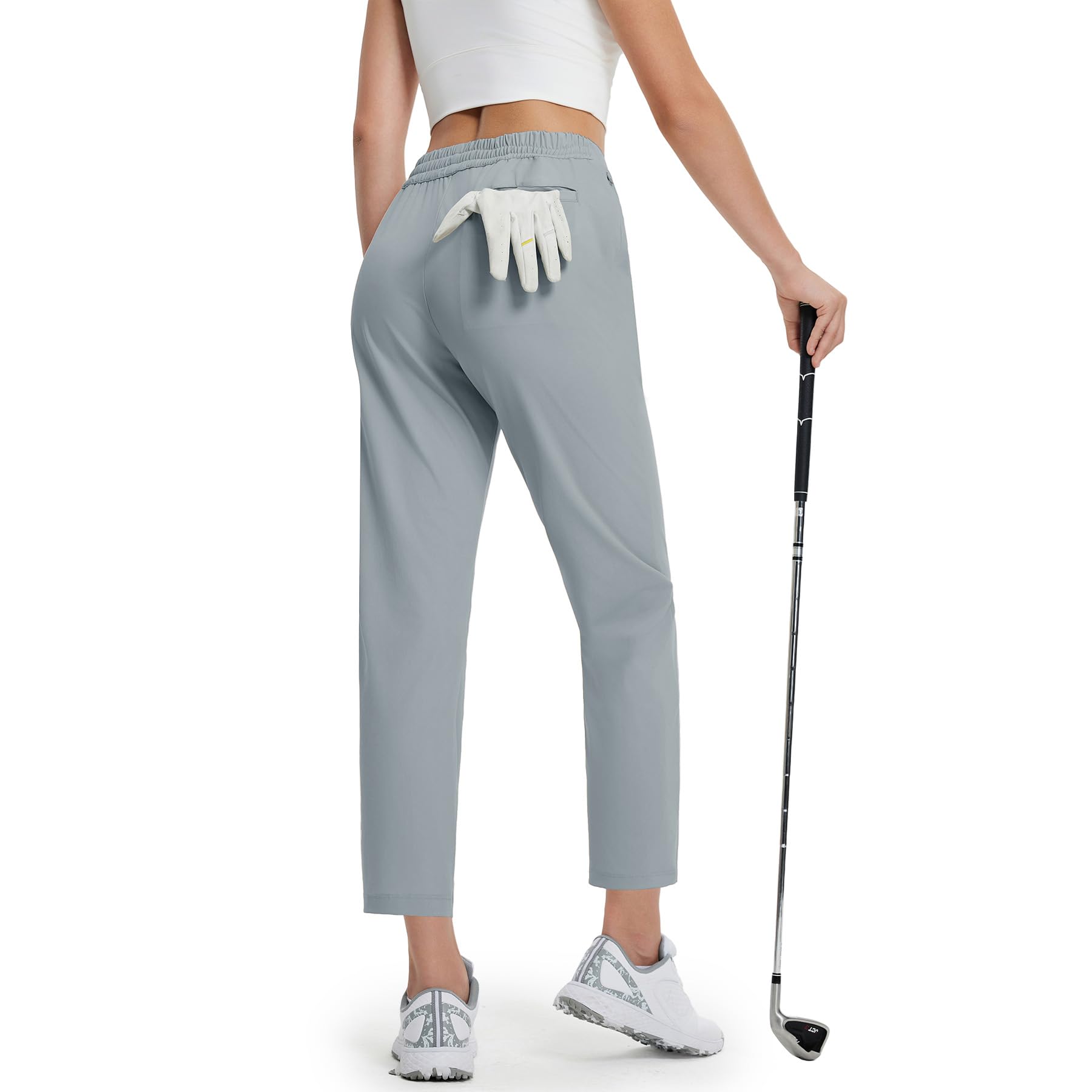 M MAELREG Damen-Golfhose mit Reißverschlusstaschen, 7/8-Knöchel-Stretch, leichte Jogginghose für sportliche Wanderungen, Reisen, Arbeit, Lounge