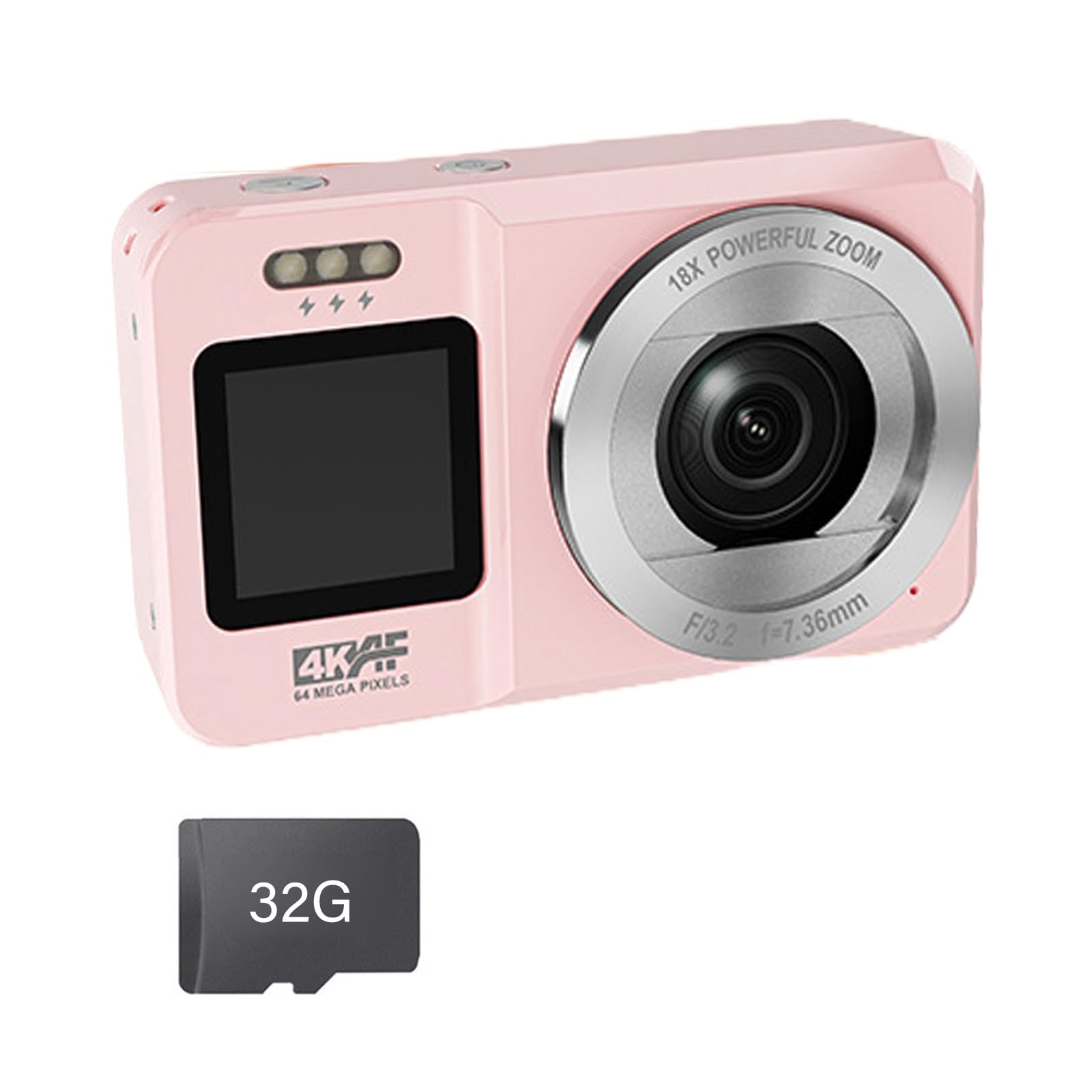 18X Digital Zoom 4K Camera 64MP Doppio Schermo Facile Da Usare Per Gli Studenti Adolescenti ABS Per Gli Adolescenti