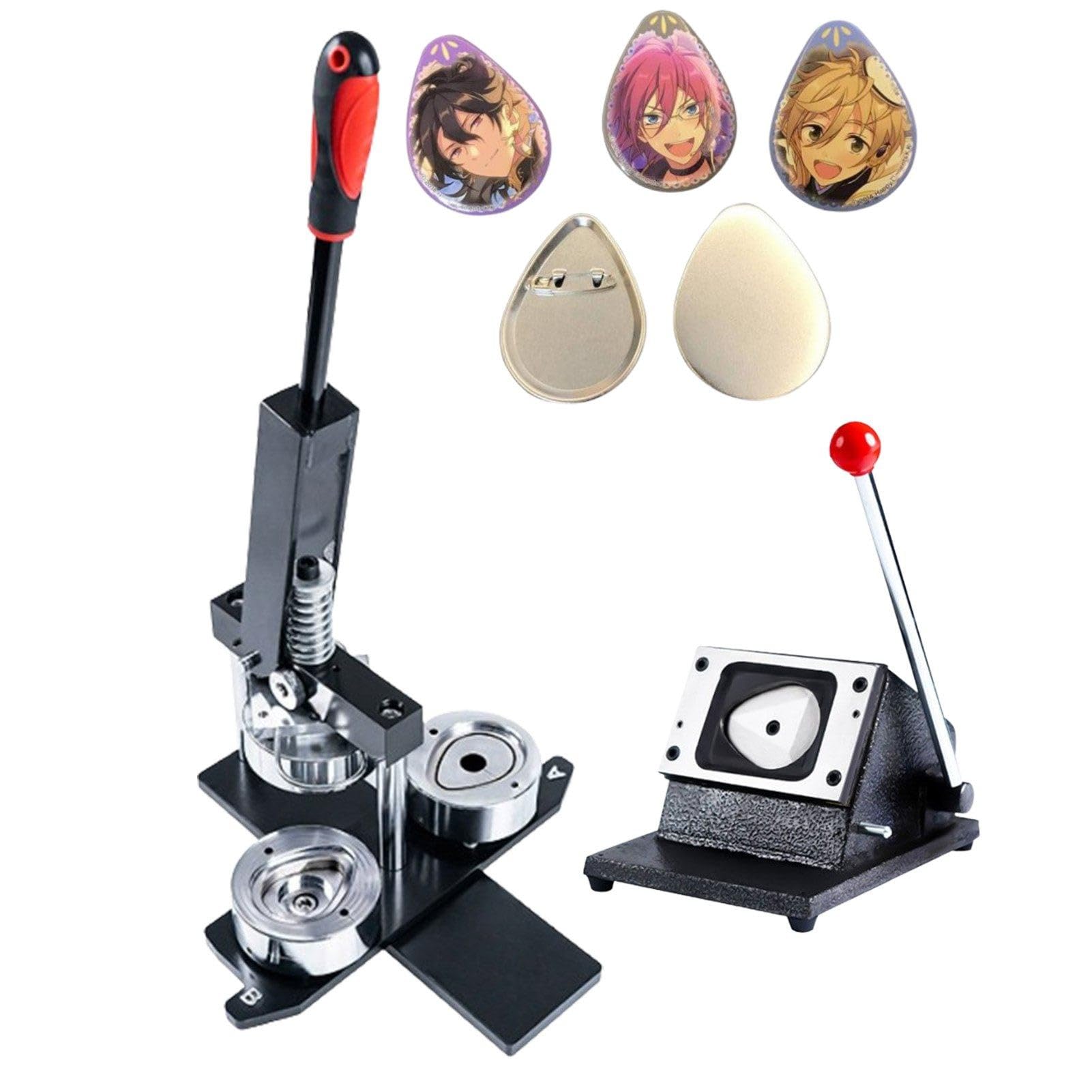Zykuosus DIY Badge Maker Kit with Paper Cutter, Press, and 100 Crafting Sets For alized Shields, Cat Faces, Stars, Shapes