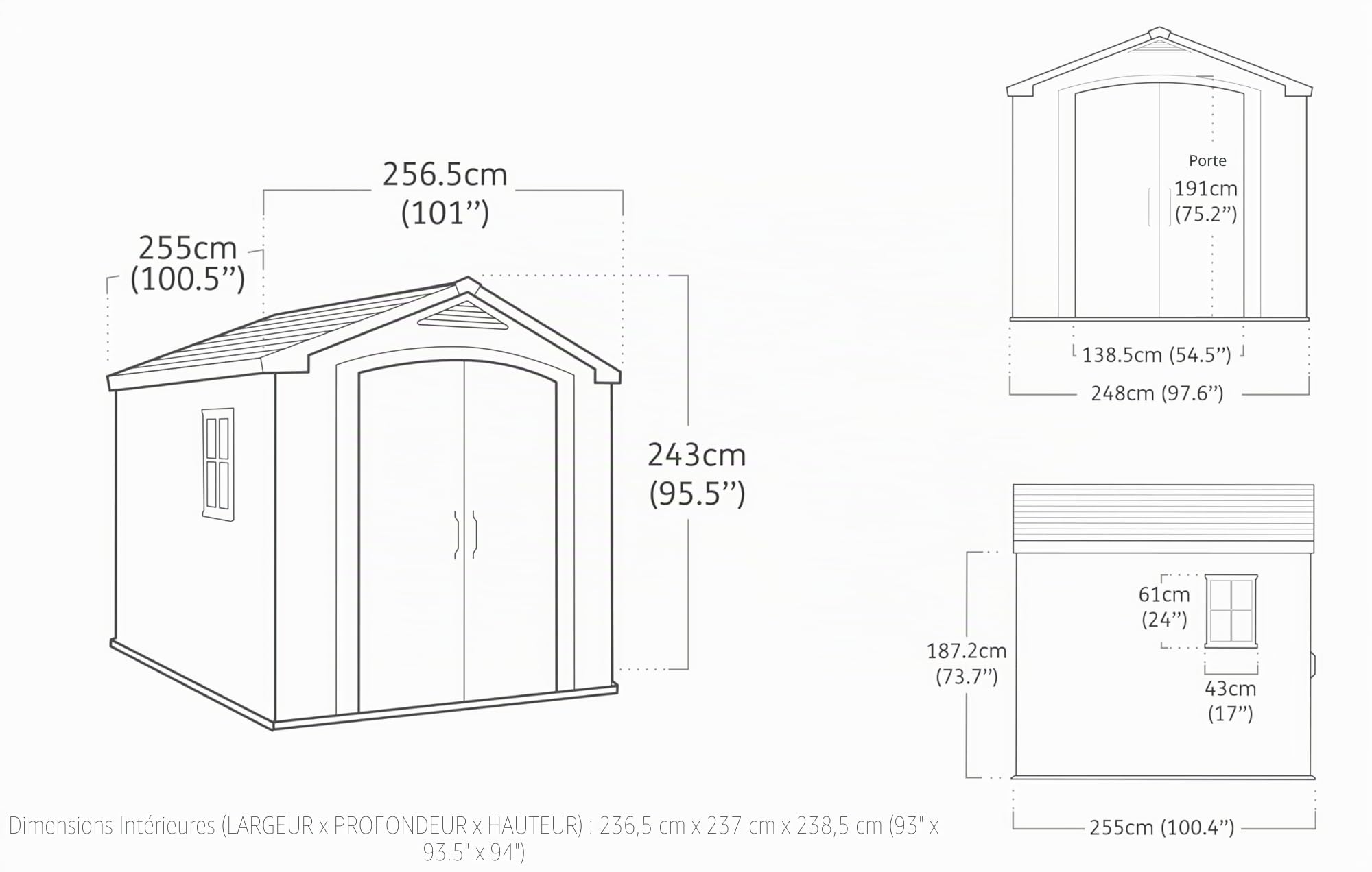 KETER Abri de jardin FACTOR 88 - 6,3m2 257 x 255 x 243 cm beige et marron K209875