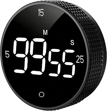 Magnetic Kitchen Timer with Large LED Digital Display, Countdown Countup Visual timers with 3 Volume Levels, 3 Preset 5/15/25 Mins Adjustable Productivity Alarm for Cooking Classroom Fitness Studying