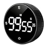Magnetic Kitchen Timer with Large LED Digital Display, Countdown Countup Visual timers with 3 Volume Levels, 3 Preset 5/15/25 Mins Adjustable Productivity Alarm for Cooking Classroom Fitness Studying