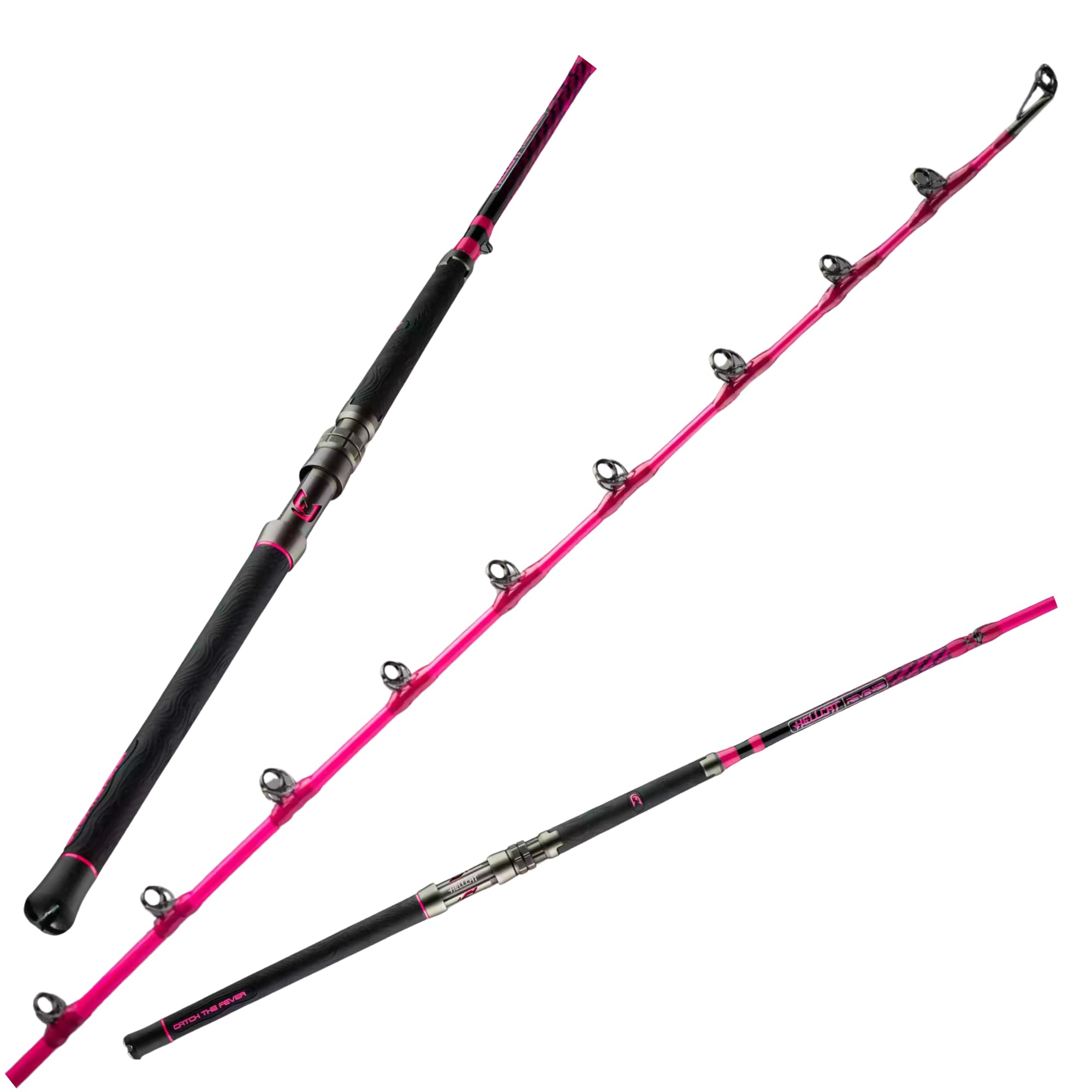 Pink Hellcat Revenge Rod Series - Durable, Lightweight Composite Fishing Rod, Non-Slip Silicone Grip, Aluminum Reel Seat, Smooth Casting, Break-Resistant Tip.