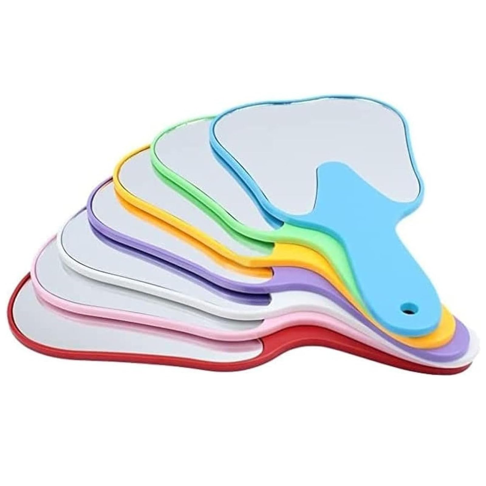Set di specchi dentali a forma di dente, 7 pezzi, colori arcobaleno