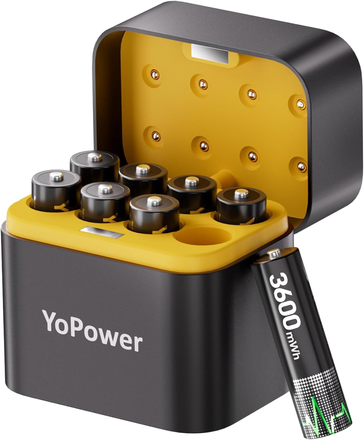 YoPower 8X AA 1.5V wiederaufladbare AA Lithium Akkus, 3600mWh Lithium wiederaufladbare langlebige Doppel A Lithium Ionen Batterien