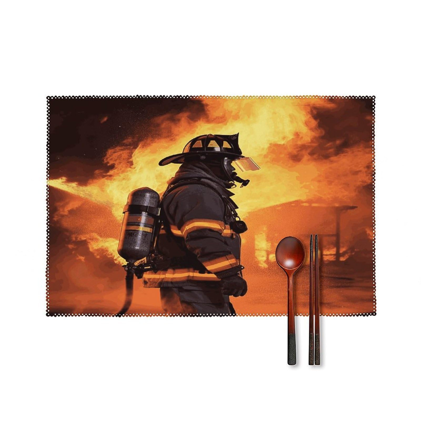Fodpand Style Firefighter Fireman Flame Placemats Set Of 4 Place Mats Table Mats