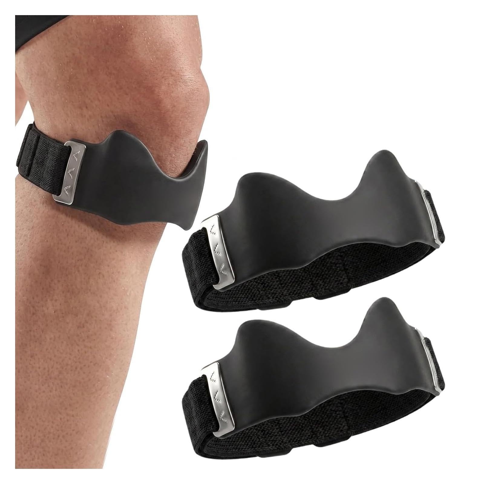 GBMikoolsx Precision Knee Strap | 3D Airbag Silicone Lock-Point Pad for Patella Support(Black,2Pcs)