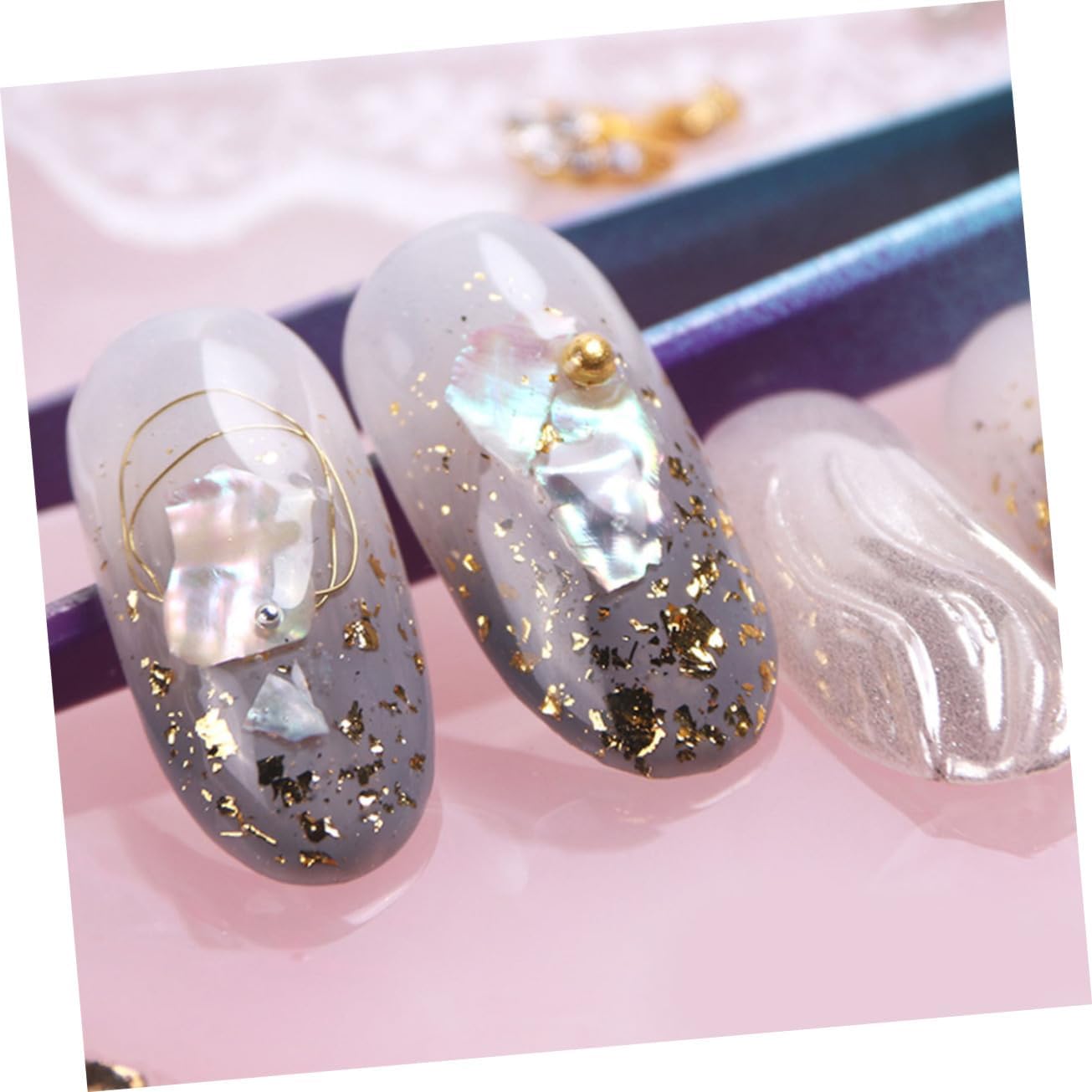 Didiseaon 12grid Ultra-Thin Irregular Glitter Nail Stickers Nail Art Accessories for Women Girls Collection of Manicure Charms and Shell Flakes