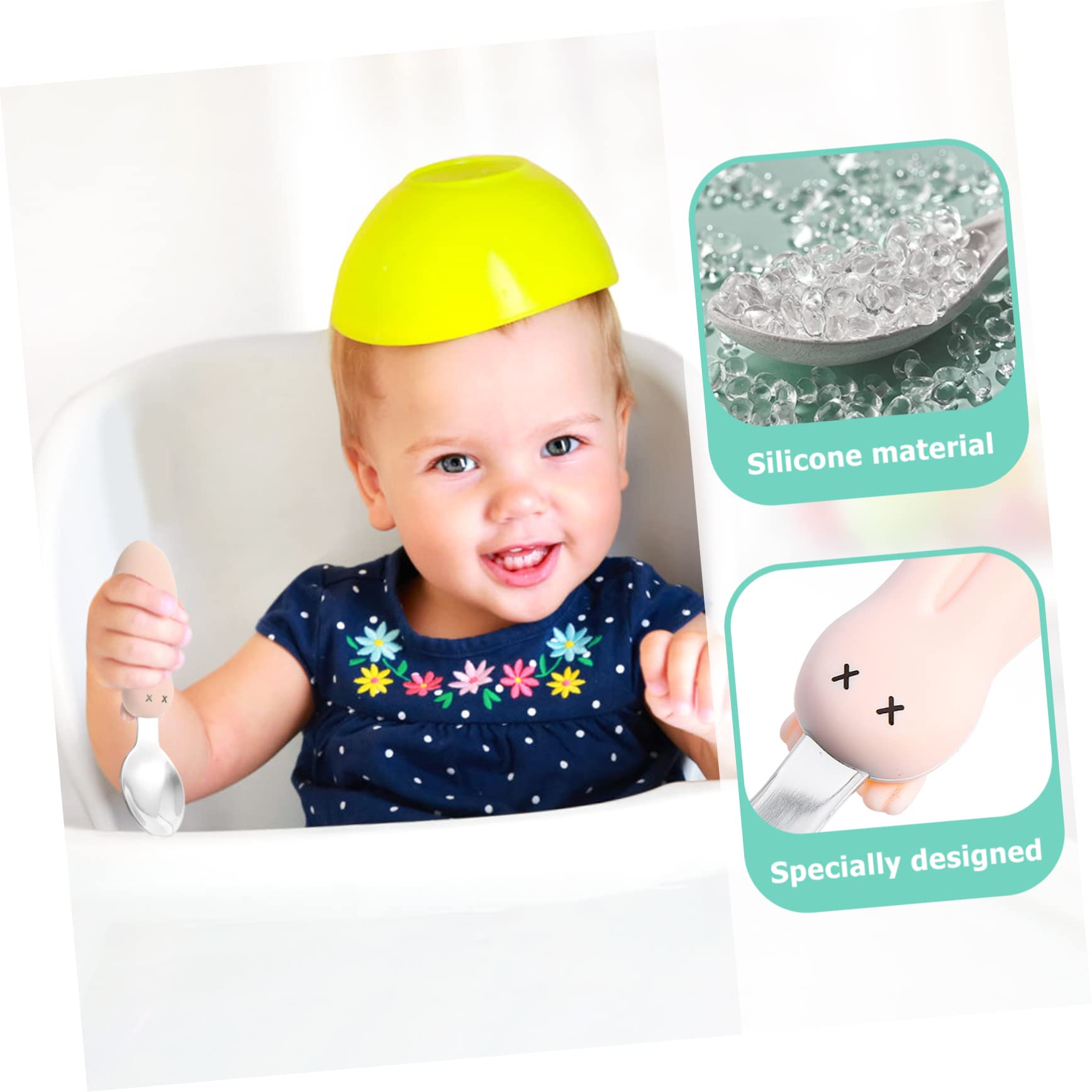 SUPVOX 1 Set Food Fork Training Tableware Short Handle Fork for Curved Weaning Short Handle Utensils White