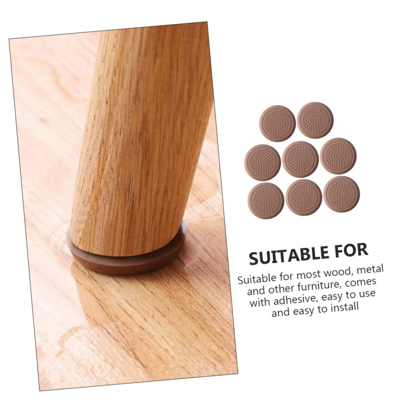 DOITOOL 5 Series Mantel Almohadillas De Fieltro Agarre Corredizo Pie Protector Patas Mesa Tacos para Patas Sillas Alfombrillas Protectoras para Muebles Gel De Sílice Brown 8 Piezas X 5