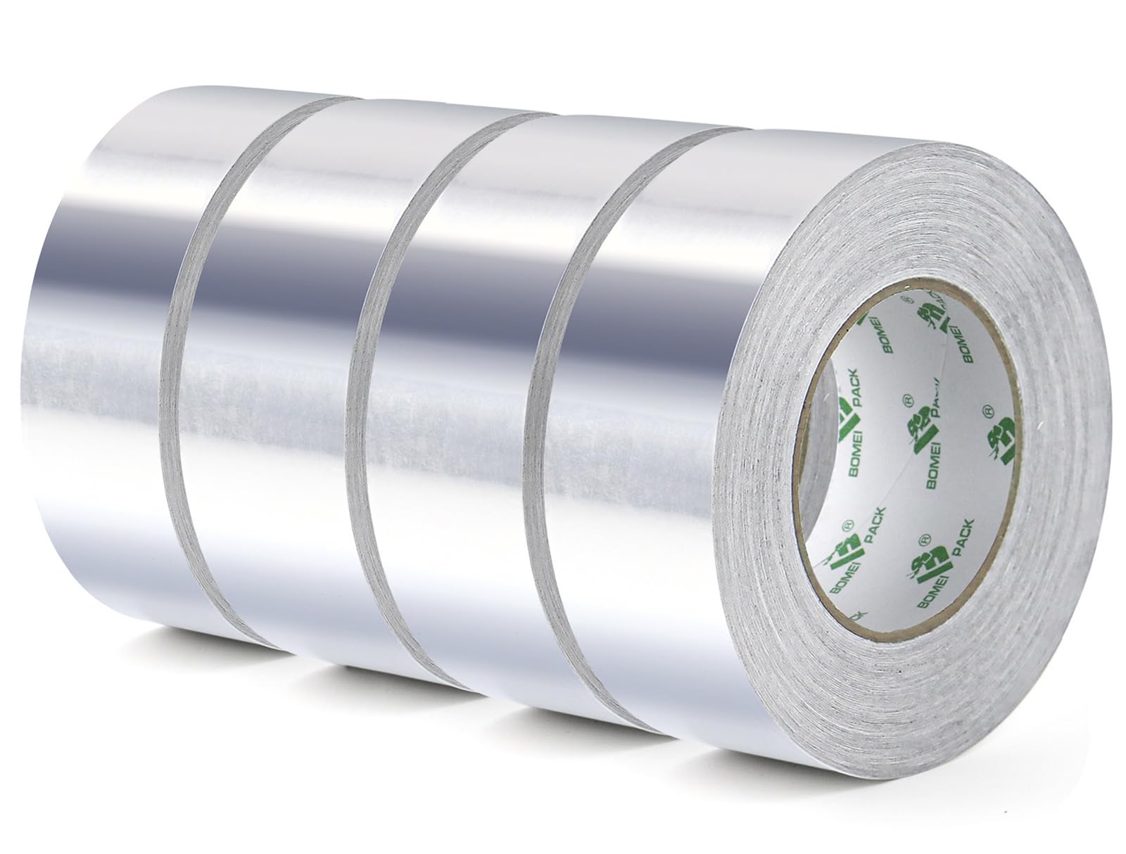 BOMEI PACK Banda adesiva in alluminio, 4 rotoli da 50 mm x 50 m, nastro autoadesivo in alluminio, impermeabile e resistente al calore, per sigillare, riparare e isolare