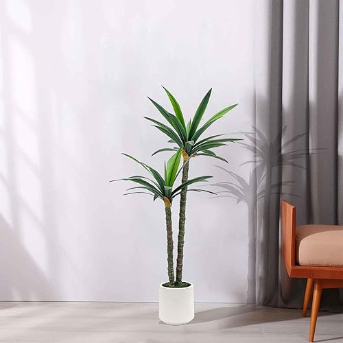 Miniatura 6 de Romantic Season Palmera sintética roja de 4 pies, árbol en maceta falsa, palmera de plástico para decoración moderna del hogar, oficina, sala de