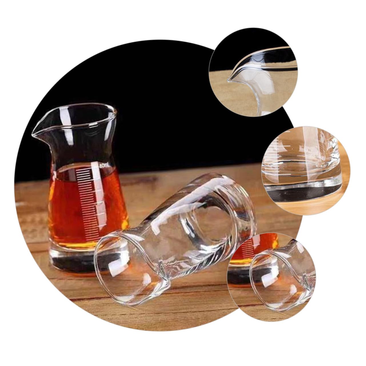 6 Pezzi Bicchieri Misuratori in Vetro con Tacca Graduata Misurino Cocktail Resistente per Liquidi Vodka Whiskey e Drink Bar Superficie Liscia e Trasparente per Misurazioni Precise