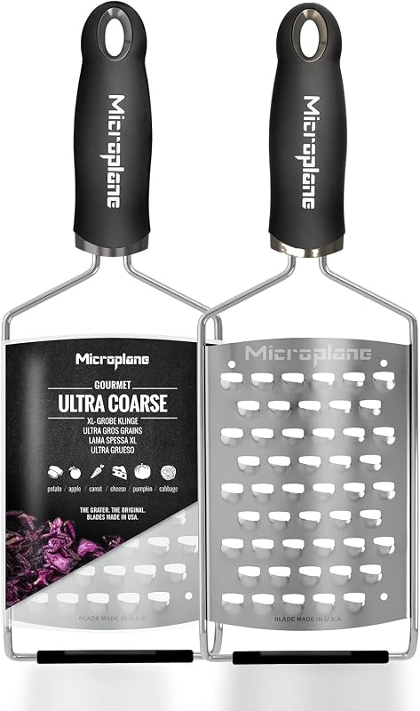 Rallador ultragrueso Microplane Gourmet Series - Rallador de queso y verduras duradero de acero inoxidable con mango antideslizante para cocina, herramientas y equipos de chef profesionales