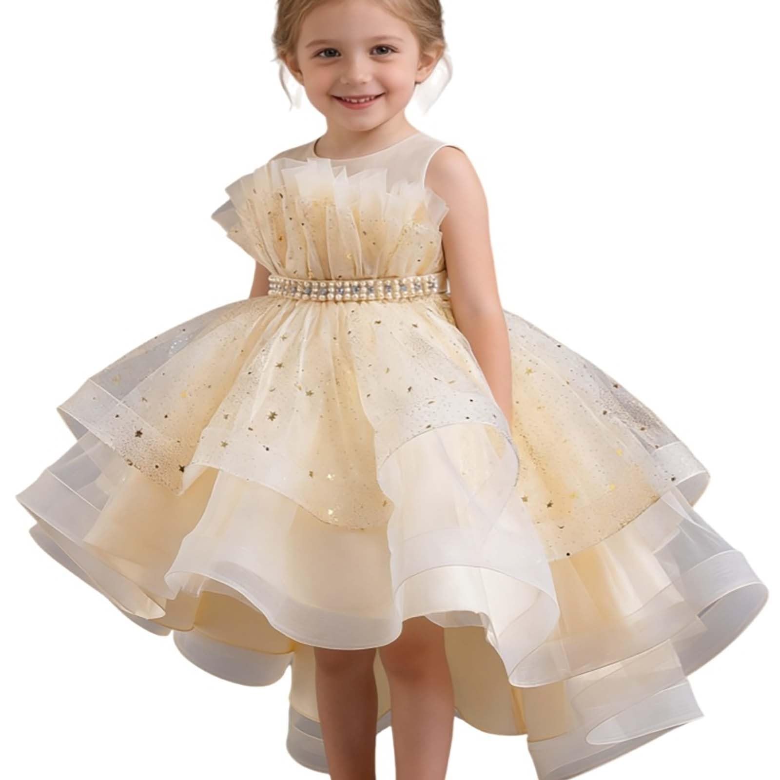 Prinzessinnen Kostüm Mädchen, Festliches Mädchenkleid mit Schleppe für Bühnenauftritte besondere Anlässe als Elegante Prinzessin