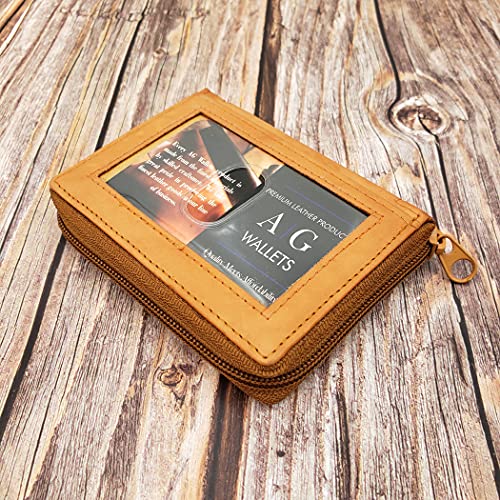 Image of ag wallets AG Wallets Mens Zip Around Leather Wallet with Inserts (Tan)