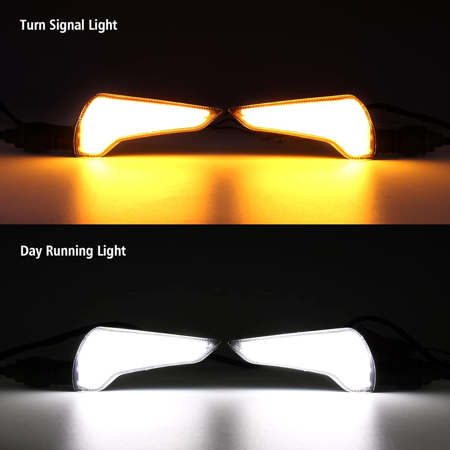A pair of Universal High Brightness Motorcycle Turn Signal Lamp With Daytime Running Lamp for Yamaha MT-09 for Kawasaki Z800 for Suzuki GSX for Honda CBR1000 CBR600 (Yellow/White)