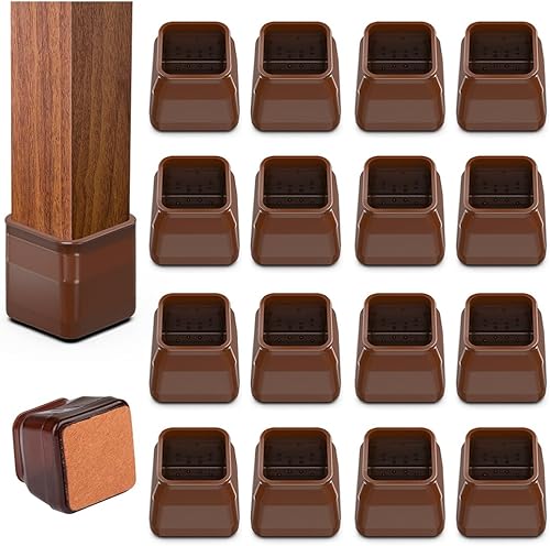 Miniatura 23 de 16 protectores cuadrados para patas de silla, almohadillas de fieltro, protectores de patas de silla para suelos de madera dura, fundas de silicona