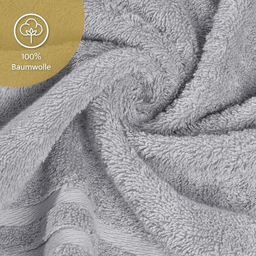 Lavea® 10er Seiftuch Set, 30 x 30 cm, 100% Baumwolle Frottier 500 g/m², Gästehandtücher und kleine Waschlappen, pflegeleicht 60 °C, Frottierserie Elena, ideal für Bad und Gäste WC, Silber